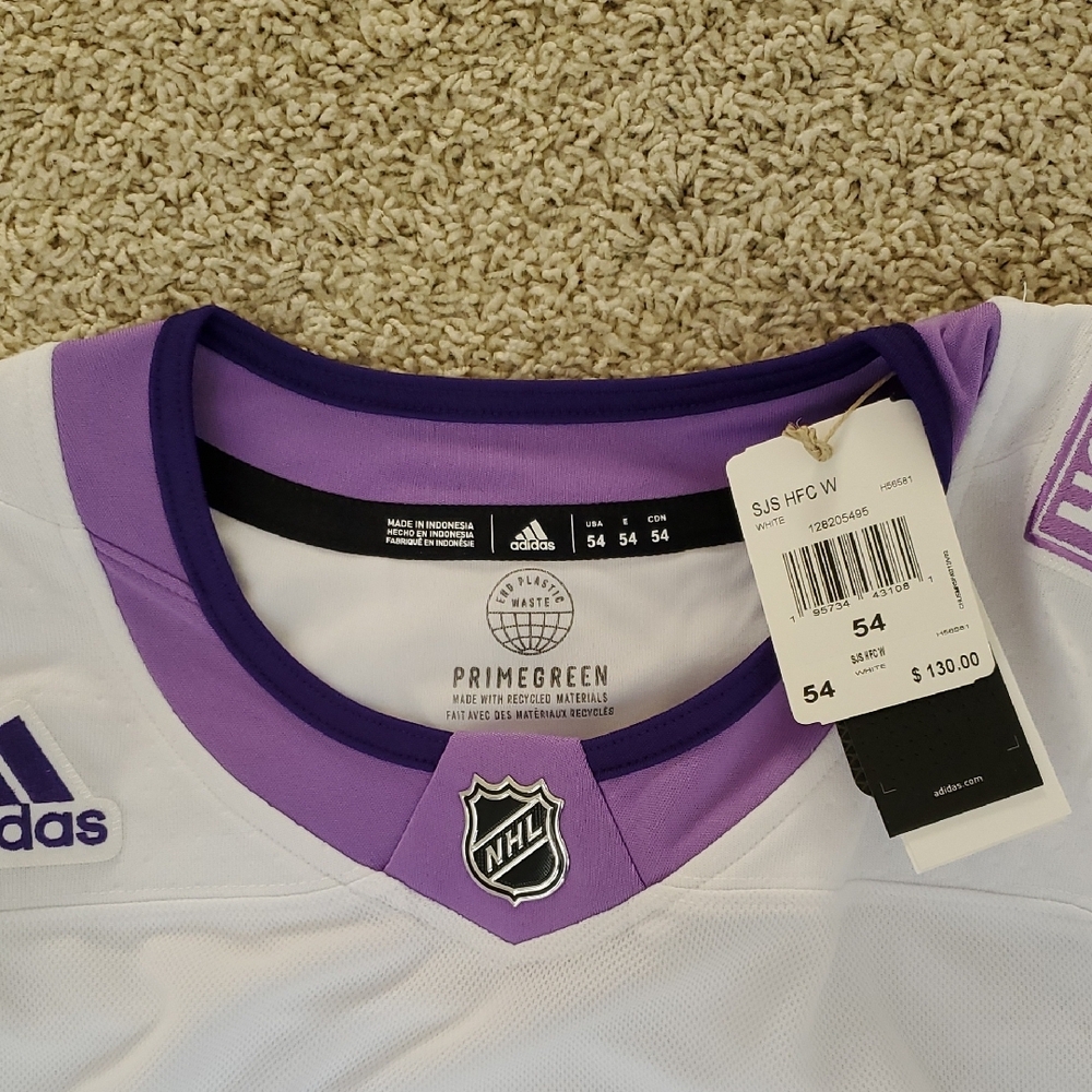 Adidas Men's Purple and White San Jose Sharks Jersey. - Picture 2 of 8